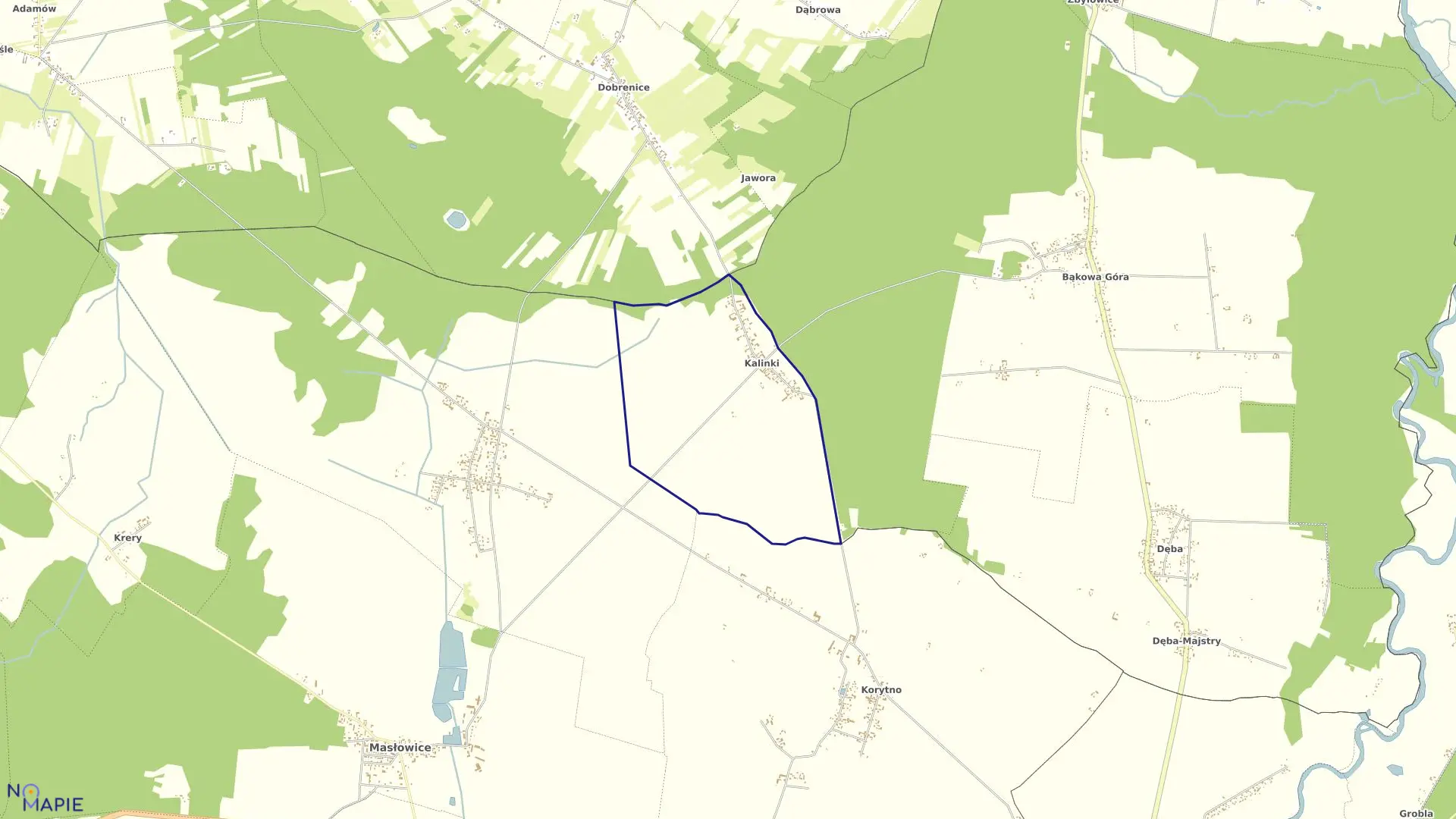 Mapa obrębu KALINKI w gminie Masłowice