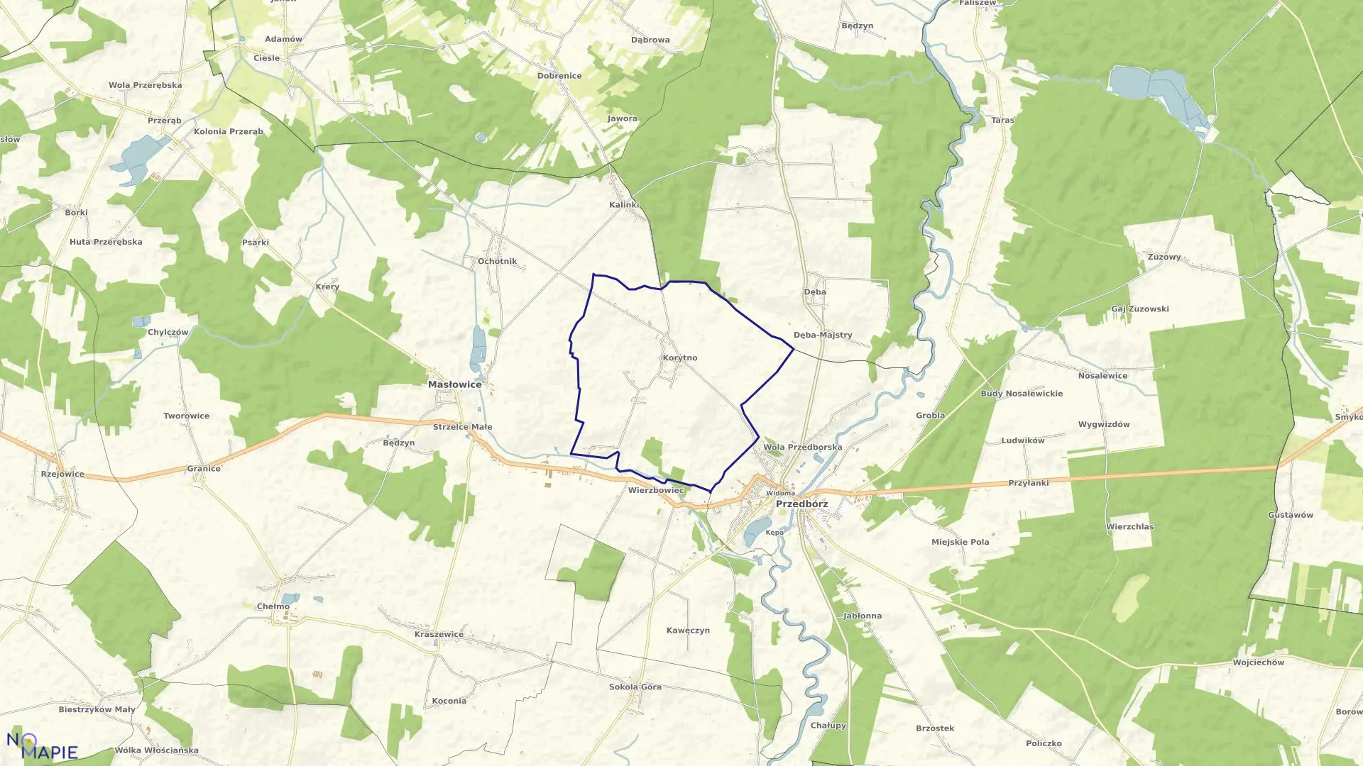 Mapa obrębu KORYTNO w gminie Masłowice