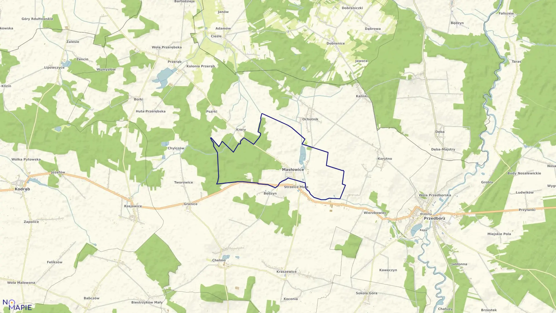 Mapa obrębu MASŁOWICE w gminie Masłowice